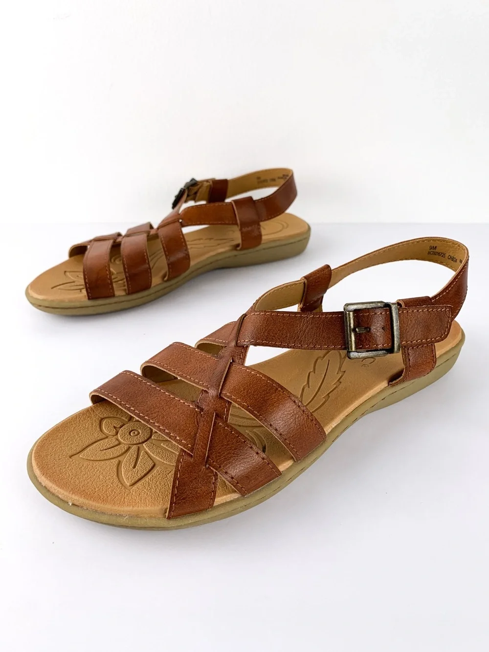 b.o.c. Born Concepts brown faux leather slingback sandals women’s size 9